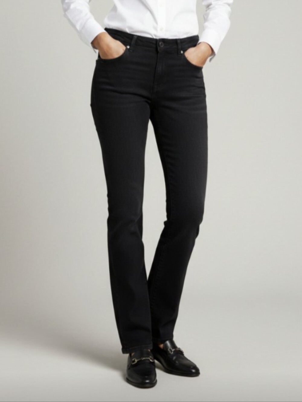ANN TAYLOR LOFT! FABULOUS BLACK DENIM SLIM BOOT CUT MIDRISE JEANS! SZ 6